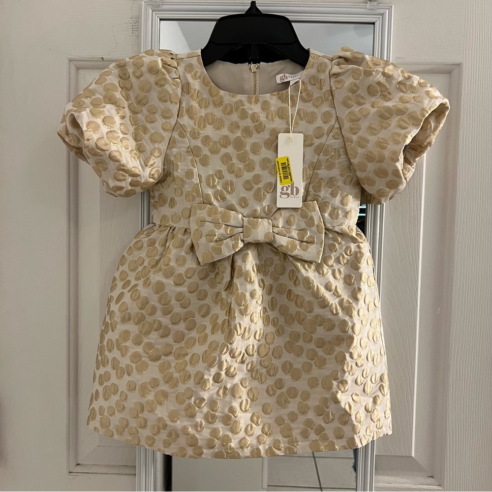 GB Girls Gold Polka Dot Dress